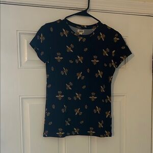L'AGENCE Navy Top with Gold Bee Pattern size small NWT